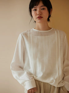 Tencel Line Blouse in White