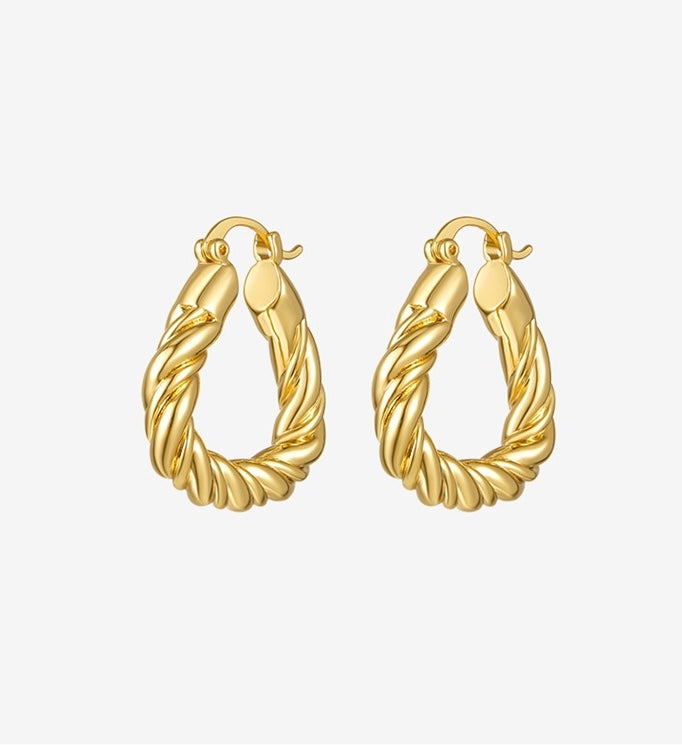 Twist Loop Earrings in Gold