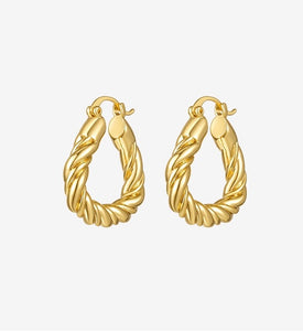 Twist Loop Earrings in Gold