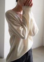 Load image into Gallery viewer, Relaxed Wool Ribbed Sweater in Cream
