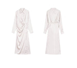 Load image into Gallery viewer, Satin Gathered Shirt Dress in Champagne
