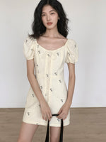 Load image into Gallery viewer, Floral Blouson Mini Dress in Yellow
