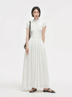 Load image into Gallery viewer, High Neck Pocket Maxi Dress in White
