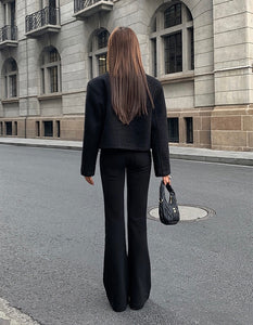 Double Zip Wool Blend Jacket in Black