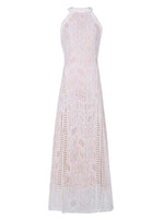 Load image into Gallery viewer, Cutout Back Lace Slit Maxi Dress in White
