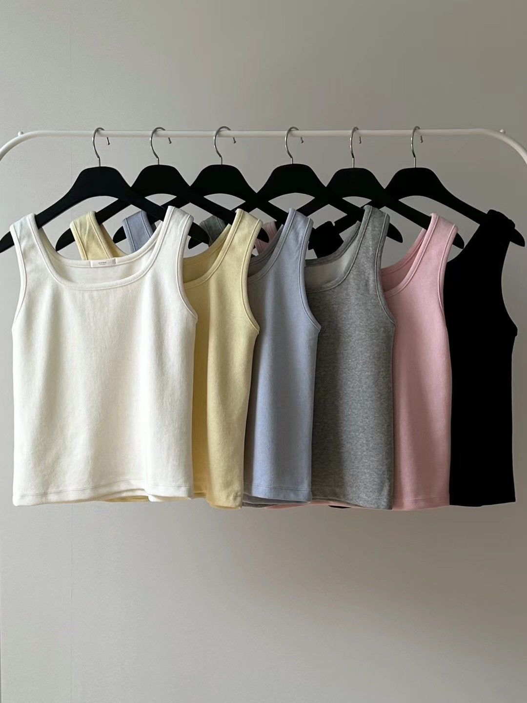 Korean Square Neck Stretch Tank Top [6 Colours]