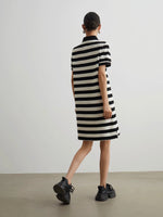 Load image into Gallery viewer, Striped Pankou Polo Dress in Black/White

