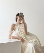 Load image into Gallery viewer, Textured Tent Midi Dress in Cream
