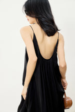 Load image into Gallery viewer, Korean Crepe Tent Maxi Dress in Black
