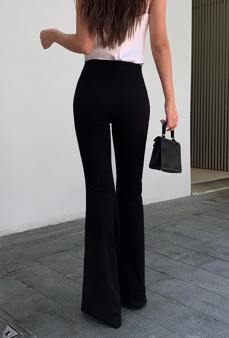 Waist Buckle Trousers in Black