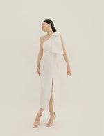 Load image into Gallery viewer, [Ready to Ship] Toga Bow Slit Midi Dress in White
