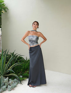 Satin Maxi Wrap Tie Skirt [2 Colours]