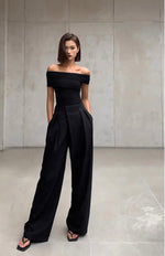 Load image into Gallery viewer, High Waist Wide Leg Hook Pocket Trousers in Black
