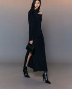 Load image into Gallery viewer, Asymmetric Cutout Maxi Dress in Black
