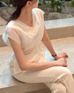 Load image into Gallery viewer, Korean Tencel Blend Wrap Tie Blouse [2 Colours]
