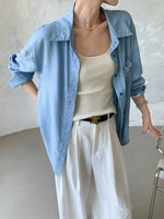 Load image into Gallery viewer, Chambray Shirt + Shorts Set
