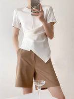 Load image into Gallery viewer, Gathered Asymmetric Top in White
