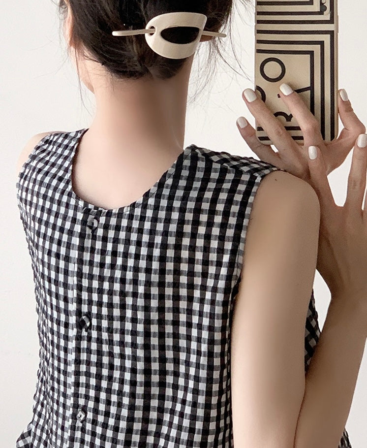 Checked Tent Sleeveless Top in Black