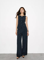 Load image into Gallery viewer, Tencel Vest // Trousers Set in Navy
