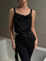Load image into Gallery viewer, Asymmetric Drape Top in Black
