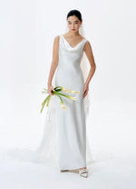 Load image into Gallery viewer, Drape Mermaid Gown in White
