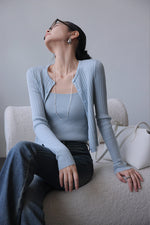 Load image into Gallery viewer, Ribbed Camisole + Cardigan Set [2 Colours]
