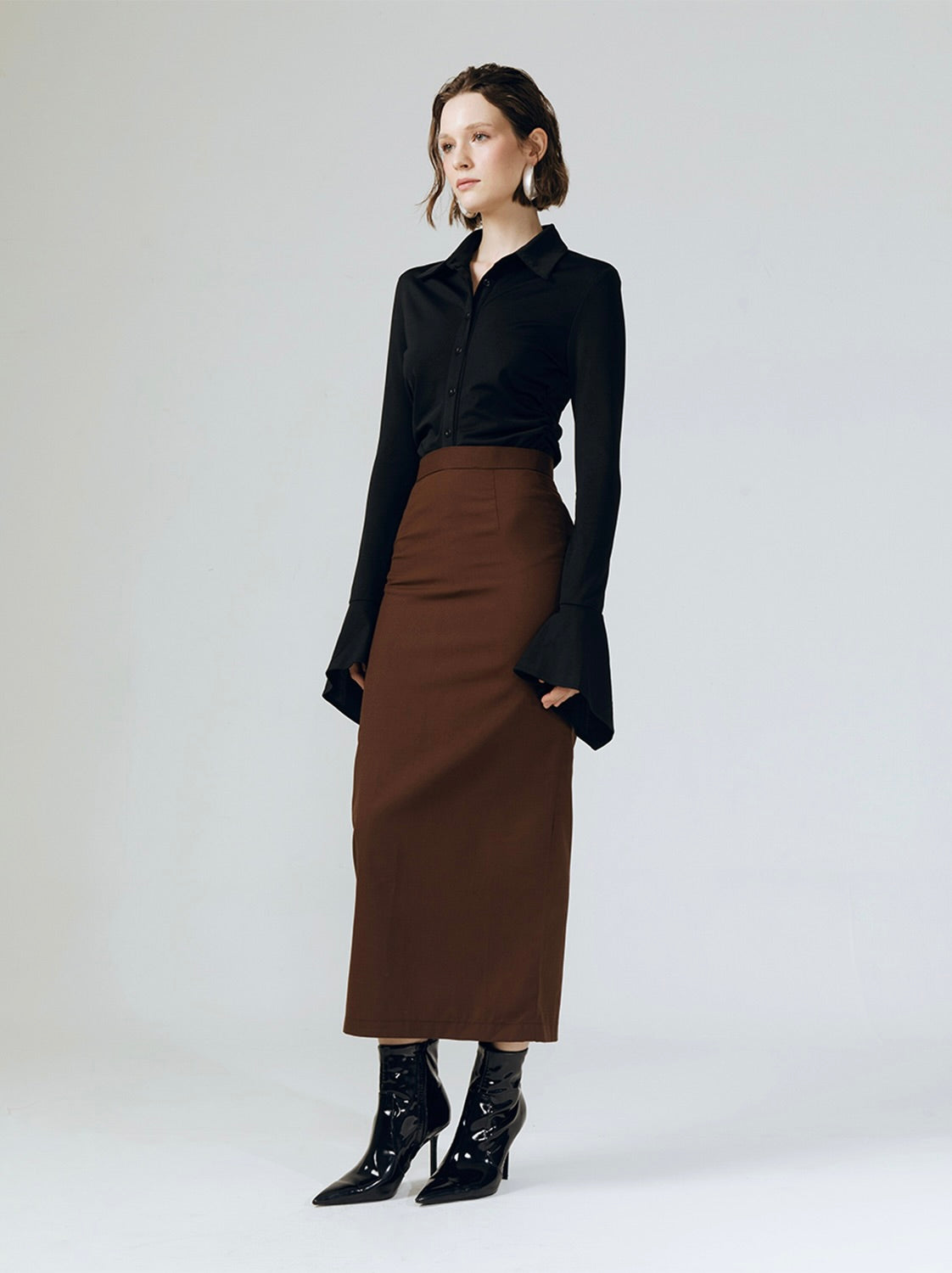 Sleek Maxi Skirt in Brown