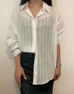 Load image into Gallery viewer, Korean Textured Cotton Oversized Shirt in White
