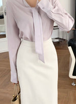 Load image into Gallery viewer, Korean Roi Tie Blouse [2 Colours]
