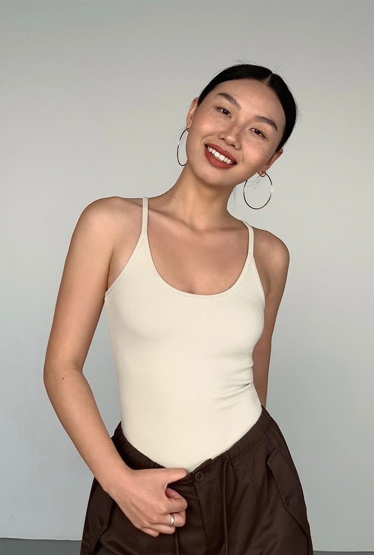 Classic Racer Stretch Tank in Cream