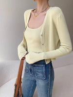 Load image into Gallery viewer, Ribbed Cami + Cardigan Set in Yellow
