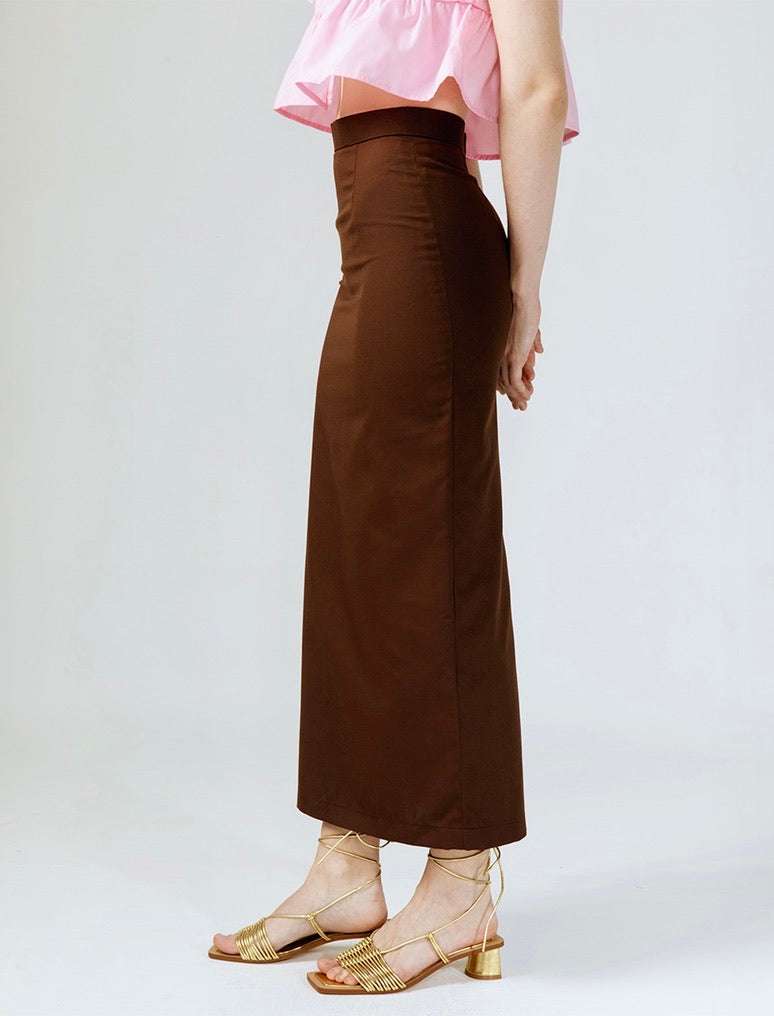 Sleek Maxi Skirt in Brown