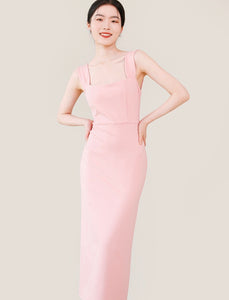 Stretch Sleeveless Shift Dress in Pink