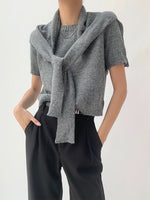 Load image into Gallery viewer, Woolly Knitted Top + Shawl Set in Grey
