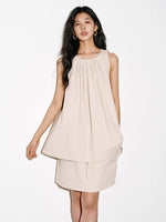 Load image into Gallery viewer, Pleated Top // Mid Skirt Set in Beige
