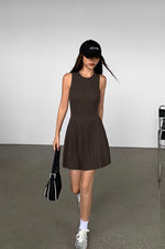 Load image into Gallery viewer, Light Knit Tank Pleated Dress in Brown

