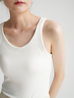 Load image into Gallery viewer, Classic Padded Stretch Tank Top in White
