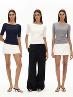 Load image into Gallery viewer, Classic Boatneck Stretch Mid Top [3 Colours]
