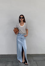 Load image into Gallery viewer, Denim Maxi Slit Skirt in Blue
