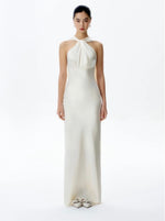 Load image into Gallery viewer, [Customizable] Drop Back Twist Drape Satin Gown in White
