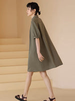 Load image into Gallery viewer, 2-Way Twill Pleat Pocket Dress in Olive
