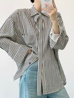 Load image into Gallery viewer, Oversized Striped Pocket Shirt in Black/White
