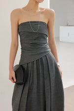 Load image into Gallery viewer, Bustier Top // Pocket Skirt Set in Grey
