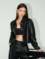 Load image into Gallery viewer, Faux Leather Cropped Jacket [2 Colours]
