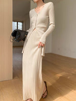 Load image into Gallery viewer, Ribbed Long Split Hem Cardigan in Beige
