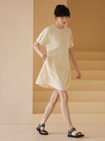 Load image into Gallery viewer, Crepe Pocket Shift Dress in Yellow
