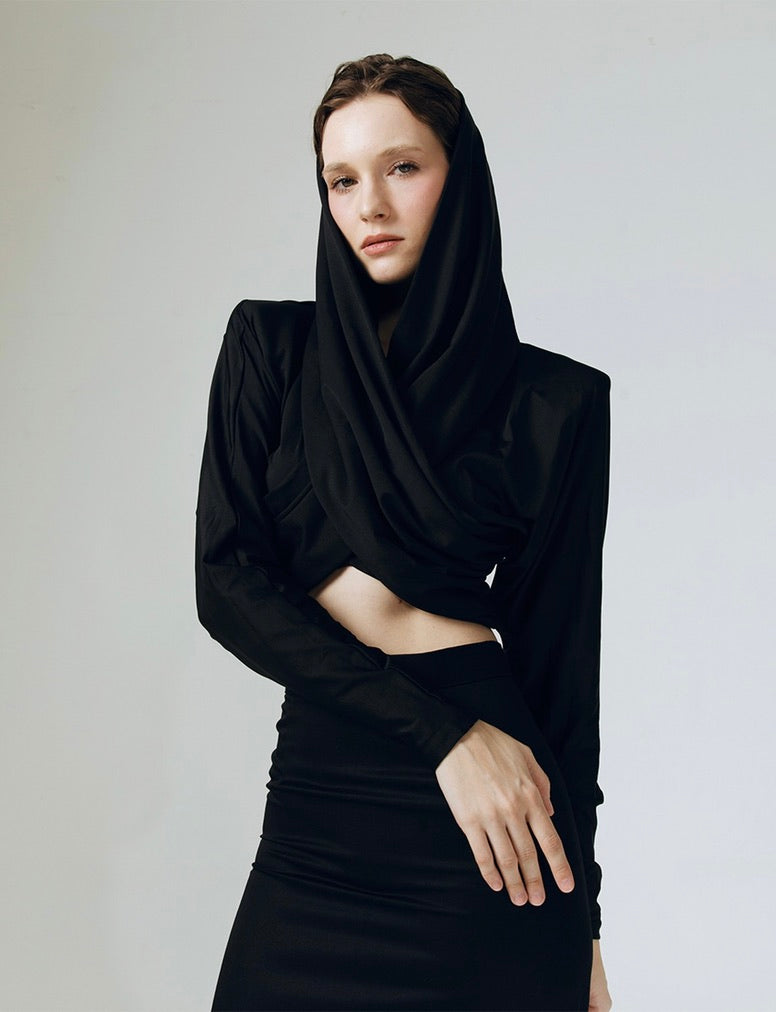 Eclips Cropped Hoodie in Black