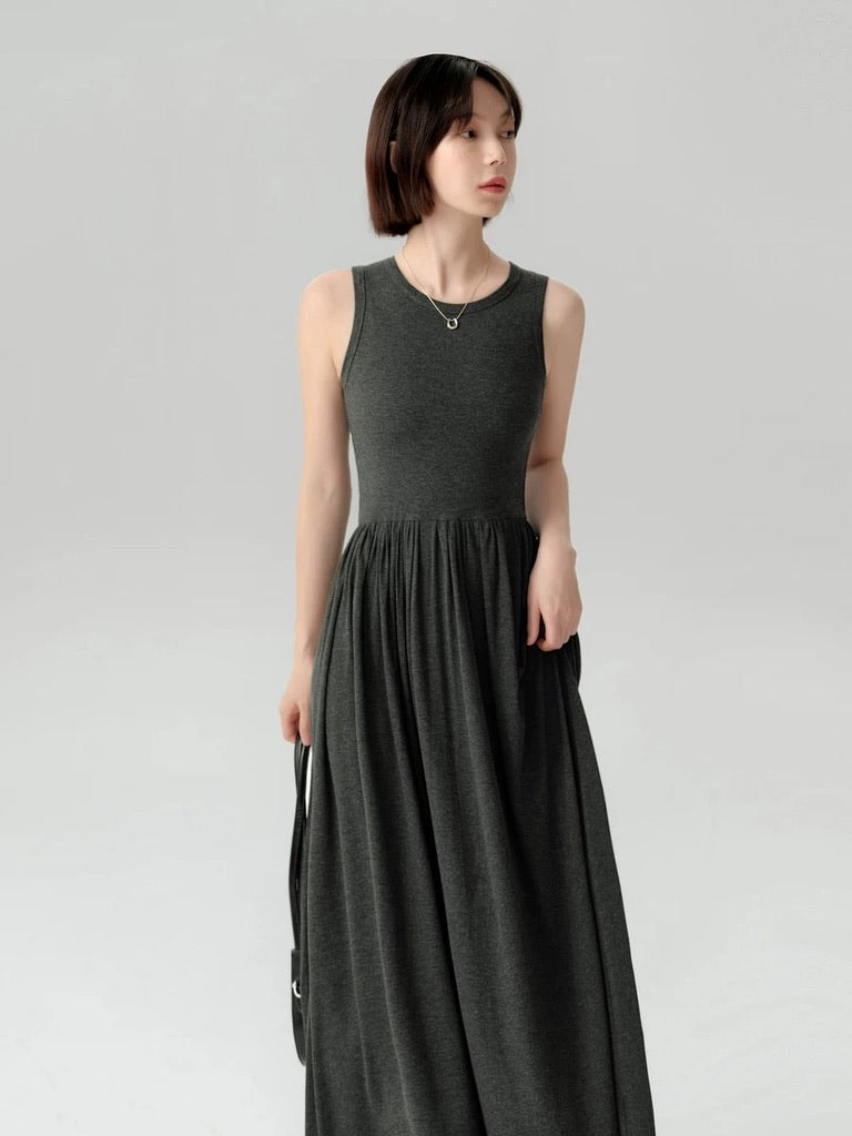 Tank Stretch Maxi Dress in Grey