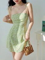 Load image into Gallery viewer, Arcalia Floral Tie Strap Mini Dress in Green
