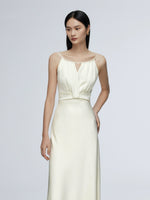 Load image into Gallery viewer, Satin Cutout Dress in Cream
